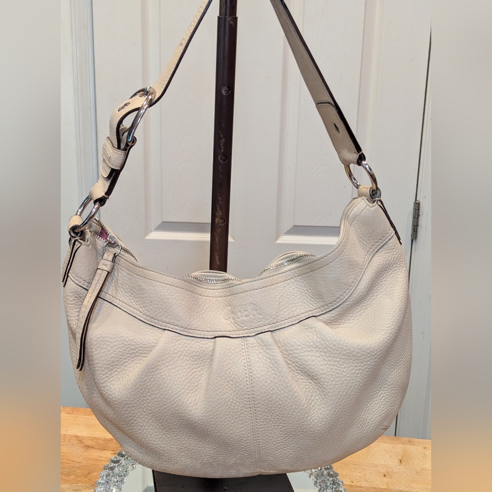 Coach Cream Leather Hobo EUC
